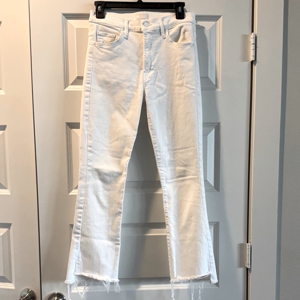 Mother Womens White Jeans The Insider Crop Step Fray stretch size 27